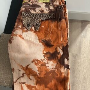 Tie-Dye Brown and Orange Jeans